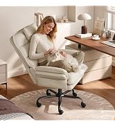 Bestier Cross Legged Office Chair Criss Cross Chair with Adjustable Arms 135° Reclining PU Leathe...