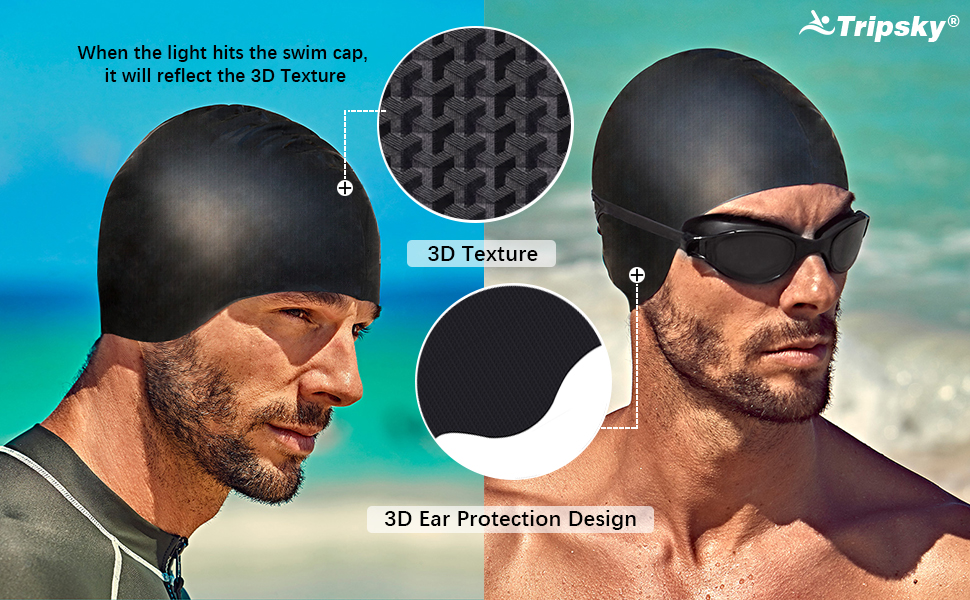 Silicone Swim Cap for men Bathing Cap for Curly Short Medium Long Hair, Swimming Cap for Women