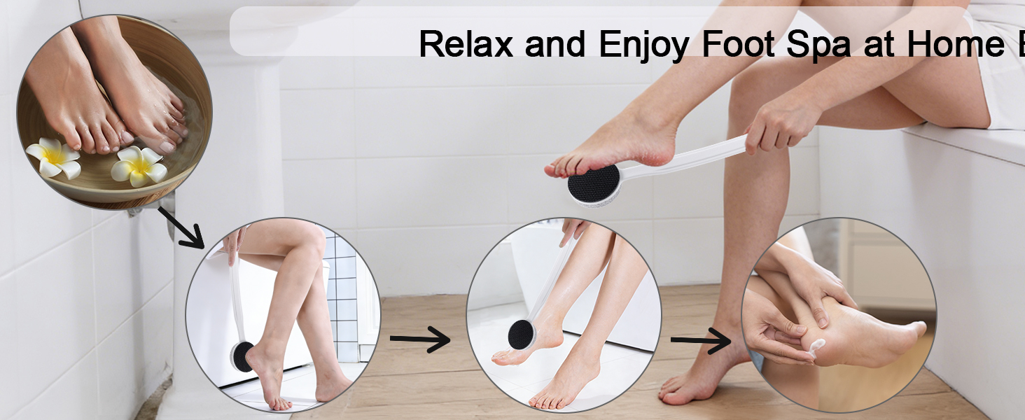 Nano Glass and Pumice Stone for Feet Callus Remover Long Handle 13.7"