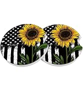 Car Coasters 2 Pack, Small 2.56" Stone Car Cupholder Absorbent Coaster Set for Women Men Drink Cu...
