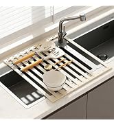 Volminex Foldable Over Sink Dish Drying Rack, Extra Wide & Thick Rust-Proof Aluminum Sink Cover f...