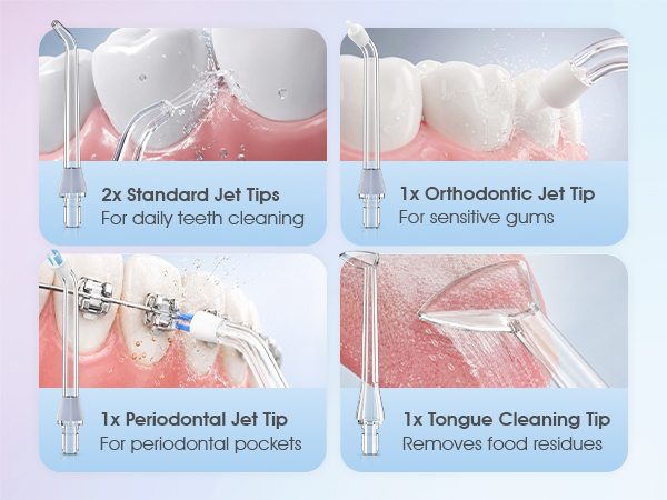 Multiple tip for braces, sensitive gums, tongue deep clean