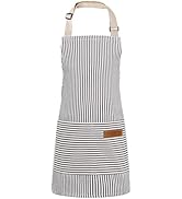 XLSXEXCL Stripes Kids Apron, Kids Cooking Aprons with 2 Pockets, Cute Kids Aprons for Cooking for...