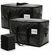 HOLDN’ STORAGE Extra Large Moving Storage Bag with Zipper Lid, Heavy Duty Reusable Tote for Cloth...