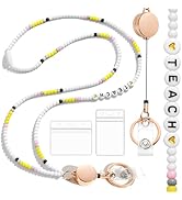 Toykee Breakaway Teacher Lanyard with ID Badges Holder - Cute Pencil Women Retractable Beaded Bre...
