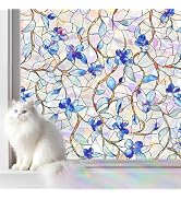 SOMWISE Rainbow Window Privacy Film,Heat Control,UV Blocking,Anti-Glare,Day & Night Privacy Prote...
