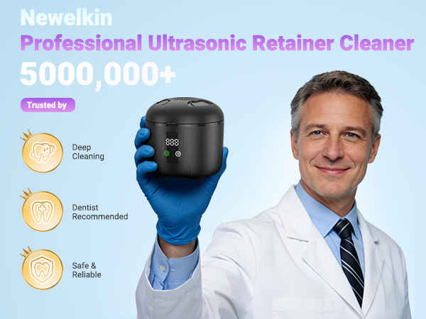Denture Cleaner Machine with 4 Modes for Mouth Guards, Jewelry, Rings, etc (black)