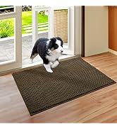 HOMEIDEAS Door Mat Indoor, Low-Profile Absorbent Chenille Rubber Backing Washable Welcome Front D...