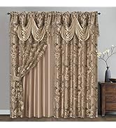 GOHD Roman Romance. Burnt-Out Printed Organza Window Curtain Panel Drape with Attached Fancy Vala...