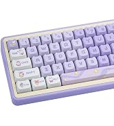 GEKUCAP Purple Cat Shaped Keycaps, 140 Keys Cute Mao Profile Keycap Dye-Sublimation, Custom Purpl...