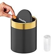 SolaceCove Desktop Trash can with Lid,0.4 Gal Stainless Steel Counter Top Trash Can Mini Bathroom...