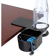 ENHANCE Clip On Desk Cup Holder - Desktop Organizer Clamp, Water Bottle Holder, Remote Holder - H...