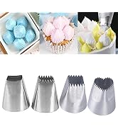 RoseFlower 4 PCS Square Heart Piping Tips Set - Stainless Steel Piping Nozzles Kit for Pastry Cup...
