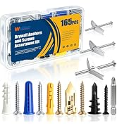 weideer 165PCS 8Sizes Drywall Anchors and Screws Kit,Toggle Bolts and Wing Nut Kit,Wall Anchors f...