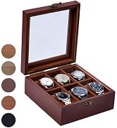 Exper City Watch Box, Watch Case for Men Women with Large Glass Lid, Wooden Watch Display Storage...