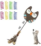 Andiker Cat Plush Toy, 9Pcs Durable Canvas Cat Feather Toys with a Elastic Rope& 8Pcs Cat Springs...