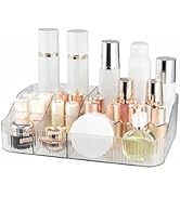 DASITON Large Capacity Makeup Brush Holder, 7 Slot Makeup Brush Cup, Vintage Striped Make Up Brus...