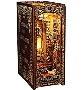LED Book Nook Kit 3D Wooden Puzzle Church Scene Bookend Decorative Bookshelf Insert for Adults, T...