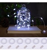 ZELUXDOT 6 Packs 6.6ft 20 LEDs Fairy Lights Battery Operated,Silver Star String Lights,Waterproof...