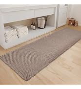 ZALL Tan Waffle Bath Mat,Super Absorbent Non Slip Long Bathroom Runner Rug,Brown 24X72inch,Machin...