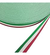 Green/White/Red Striped Grosgrain Ribbon 2.5cm/1in, 55 Yards Double Faced Green Stripes Polyester...
