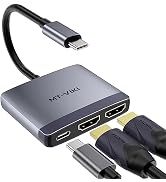 MT-VIKI USB C to Dual HDMI Adapter 4K @60hz + PD Charger, Type C to HDMI Converter for MacBook Pr...