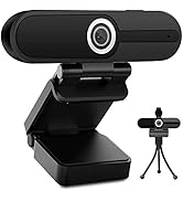 4K HD Webcam with Microphone, 8MP USB Computer Web Camera With Privacy Shutter and Tripod, Pro St...