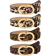 BAHABY 4 Pack Leather Belts for Women Jeans Dresses Pants Waist Belt Womens Leopard Belt with Gol...