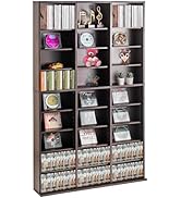 VEVOR Media Storage Cabinet, 9-Layer DVD Shelf, Adjustable CD Shelves 27 Compartments, Protects &...