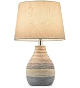INTELIVE 13" H Small Rechargeable Cordless Ceramic Table Lamp with Remote – RGB, Warm White Light...