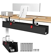 Univivi No Drill Under Desk Cable Management Tray, 36" Cord Organizer for Table, Clamp/Screw Moun...