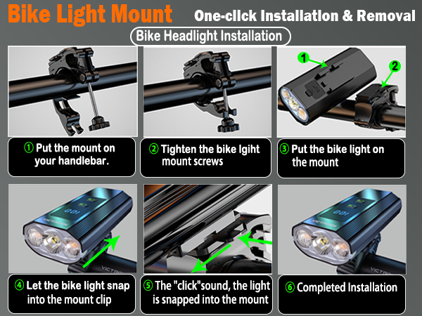 TypeC Bike Headlight Rechargeable VICTAGEN bike lights for night riding