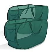 Collapsible Laundry Baskets, 2 Pack Mesh Pop Up Laundry Hampers with Handles, Portable Travel Lau...