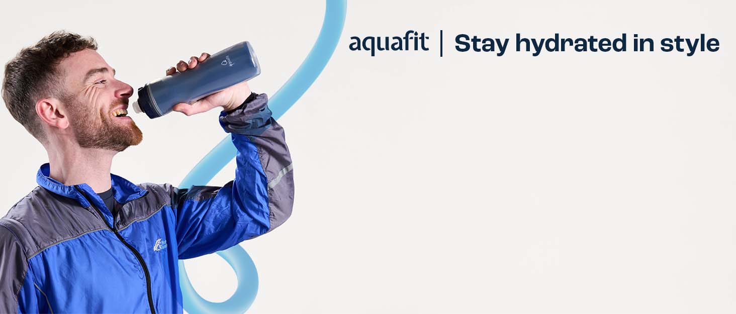 Aquafit water bottle in brand background