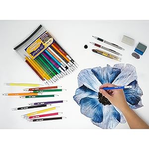 June Gold 36 colored mechanical pencils drawing a flower