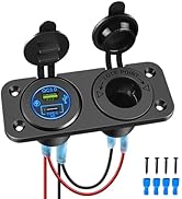 Nilight QC 3.0 USB Charger and Cigarette Lighter Socket Pre-Wired 12V-24V Dual USB Car Charger wi...