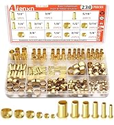 Aienxn 230PCS 6 Sizes Brass Compression Fittings Assortment kit- 1/2", 3/8", 5/16", 1/4", 3/16", ...