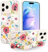Jefonha Case for iPhone 17 Pro Max Silicone Phone Case with Strap for Women Girls Cute Floral Flo...