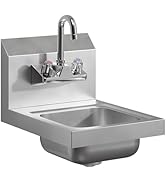 AmGood Stainless Steel Wall Mount Hand Sink | NSF | Commercial Hand Washing Basin For Restaurant,...