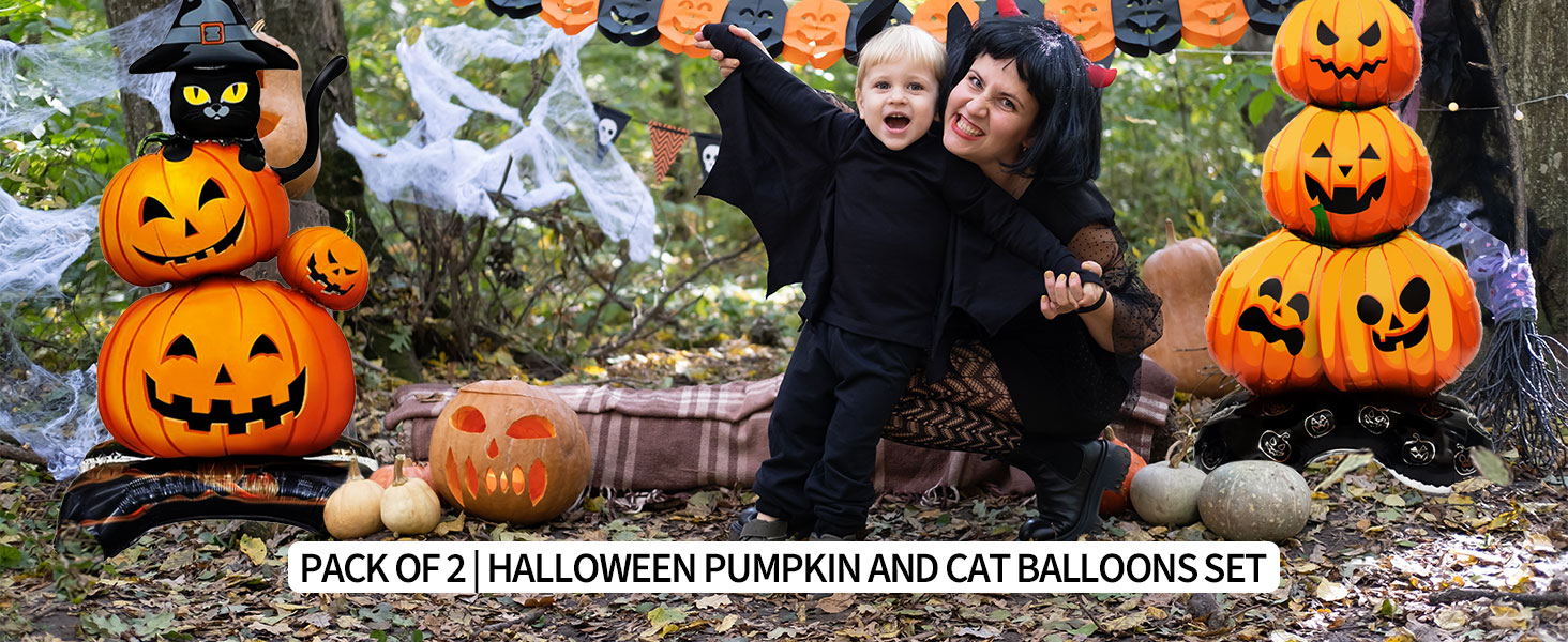 2 Pieces Large Halloween Pumpkin Foil Balloons