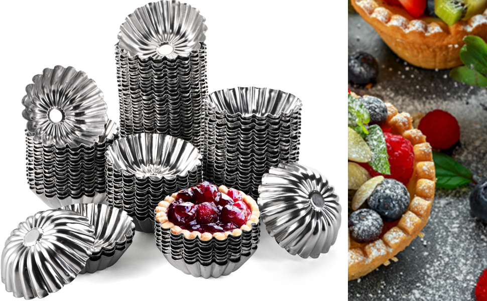 Dicunoy 100 Pieces Egg Tart Molds, 3" Mini Tart Pie Pan