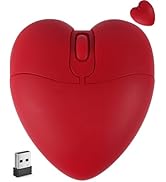 Wireless Bluetooth Mouse Cute Red Love Heart Shape Silent Portable Lightweight Quiet USB Optical ...