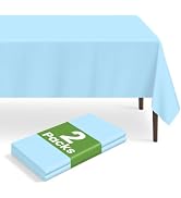 LIKAJON 2 Pack Rectangular Disposable Light Blue Tablecloth, Light Blue Plastic Table Cloths for ...