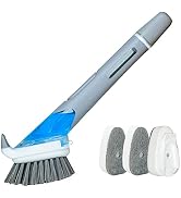 ITTAHO Dish Brush with Soap Dispenser & 3 Pack Dishwashing Sponge Refills Non Scratch, Dish Clean...