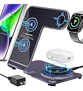 Wireless Charger, Aluminum Alloy Wireless Charging Station 3 in 1 Wireless Fast Charger Stand Cha...
