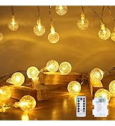 Globe String Lights, 34 FT 100 LED Battery Operated String Lights 8 Modes with Remote Globe Strin...