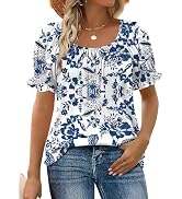 WIHOLL Womens Short Sleeve Square Neck Summer Tops Dressy Casual Blouses Trendy Clothes 2026