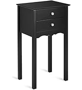 Giantex End Table w/ 2 Drawers Side Table Nightstand Multi-Purpose Accent Table Living Room Bedro...