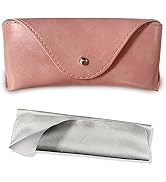 Portable Leather Glasses Case,Flexible Sunglasses Pouch Slim Case for Women Men Horizontal Eyegla...