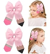 doboi Hair Bows for Girls 2PCS Back to School Pencil Hair Bow 3.3 In Glitter Hair Bows with Allig...